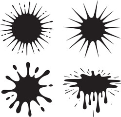 Paint splashes and drips silhouette set vector illustration isolated On Transparent Background