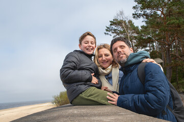 Portrait of Happy Family with Blind Father Spending Quality Time Together outside