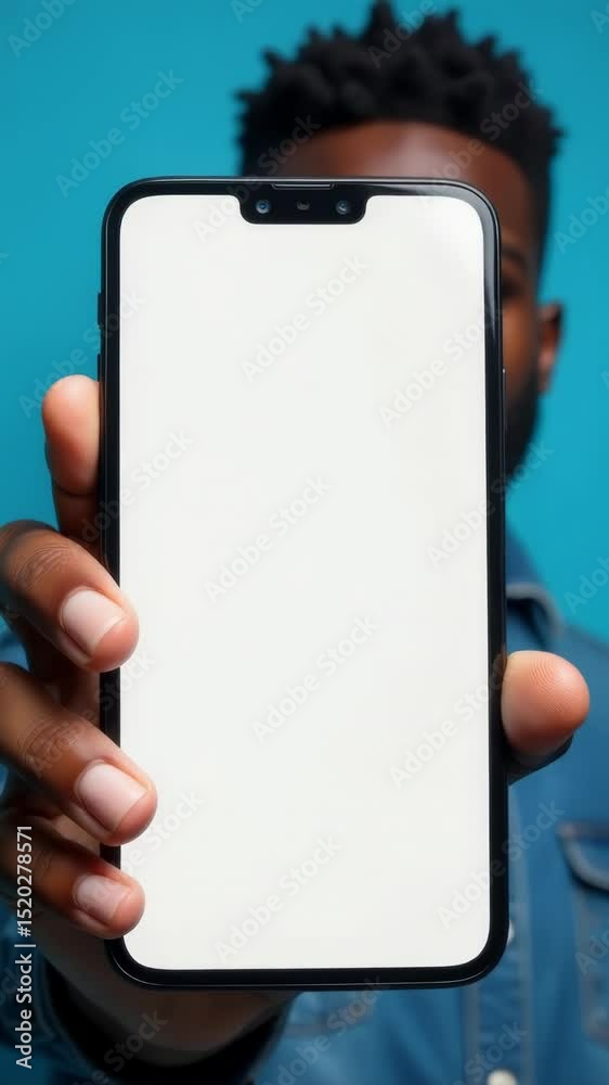 Poster a person holds up an empty smartphone screen