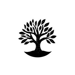 Intricate vintage tree emblem showcasing detailed leaves and roots for artistic design enthusiasts