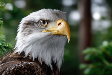 Obraz premium Freedom flight: June 20th marks American Eagle Day, spotlighting national bird soaring with USA flag, embracing liberty, courage, tradition, and spirit, reflecting homeland values and enduring vision