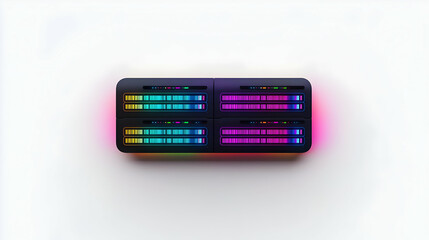 Obraz premium Modern Electronic Data Server Panel With Colorful Led Lights