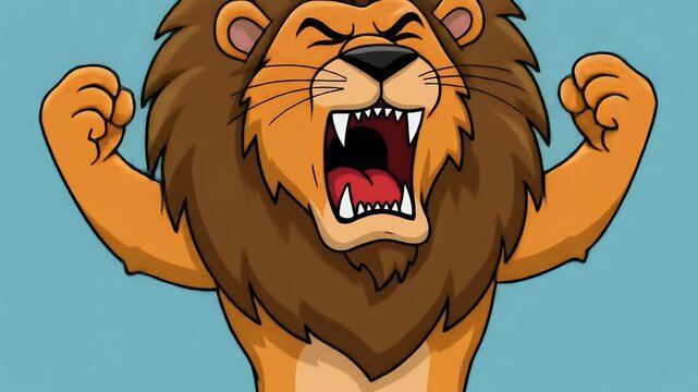 Cartoon lion roaring illustration