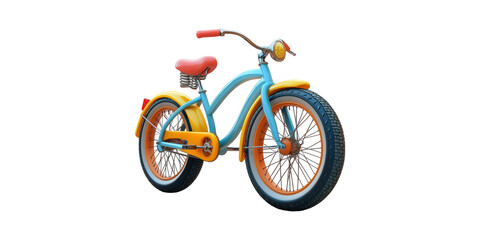 Fototapeta premium Colorful Retro Bicycle With Orange And Blue Design. Vintage Style And Leisure Cycling Concept Isolated On Transparent Background