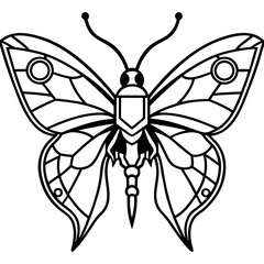 Minimal Cyber Butterfly Vector on White