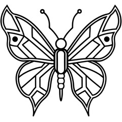 Minimal Cyber Butterfly Vector on White