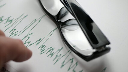 Finger tapping on market chart