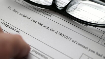 Finger tapping on survey form