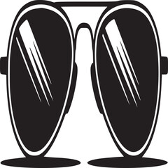 A minimalistic black and white illustration of aviator sunglasses on a plain background graphic design