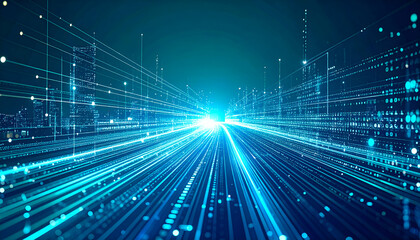 Future Cityscape  Digital Highway of Light and Data Streams