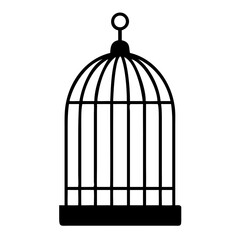 Decorative birdcage isolated on white background. Classic birdcage design with dome top and round base. This elegant birdcage image is perfect for home decor projects or vintage style illustrations.