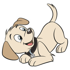 Cartoon puppy joyful pose smiling dog artwork vector