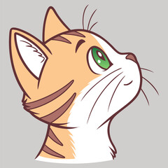 adorable cartoon cat calm face style vector