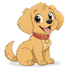 Cute dog sitting joyful pet vector artwork