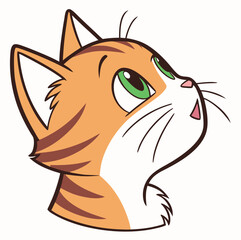 Smiling cat whiskers green eyes vector illustration