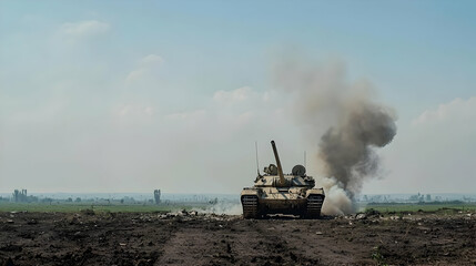 Military Tank Firing In Rural Area