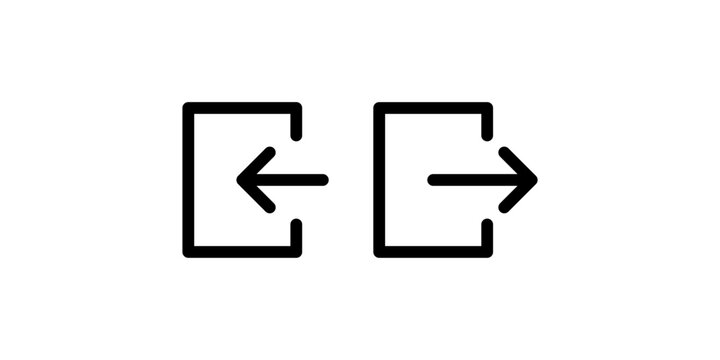  login and logout icon with arrow symbol, outline icons . functionality with arrows and door shapes, ideal for web and app interfaces