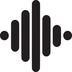 A minimalist graphic with black bars and circles arranged symmetrically on a white background