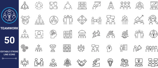 Teamwork Line art Icons set