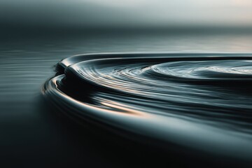 An abstract and artistic close-up photograph of water ripples reflecting light, creating a tranquil and serene atmosphere with cool blues and subtle golden highlights, perfect for backgrounds.
