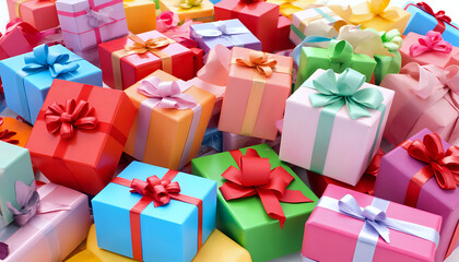 The holiday will be grand and generous: A mountain of colorful boxes with gifts, tied with bright, beautiful, colorful ribbons