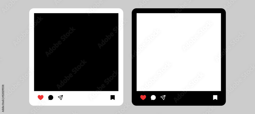 Poster social media post mockup frame vector. social media feed web post template frame, mock up, like comm