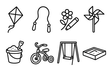 Spring fashion outline icons set – seasonal, stylish clothing and accessory symbols