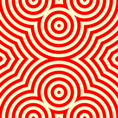 Octagons and circles ornament. Seamless checks, rings pattern. Checks, rounds backdrop. Tiles wallpaper. Ethnic motif. Geometric linear background. Digital paper. Geometrical textile print.