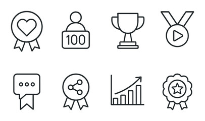 Student achievement outline icons set &ndash; education, awards and success symbols
