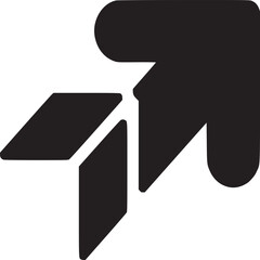 A graphic depiction of a black arrow pointing upwards and to the right on a white background space