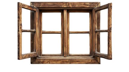 old wooden window frame on white background