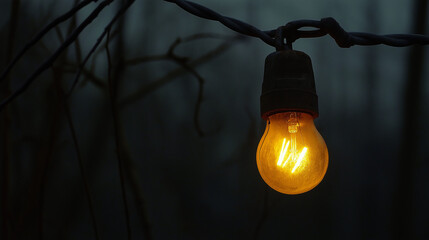A glowing yellow light bulb symbolizing bright ideas, warmth, and electric energy.
