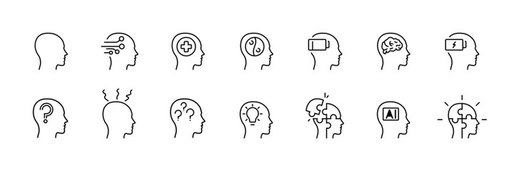 Mental health and cognitive concepts in minimal line art