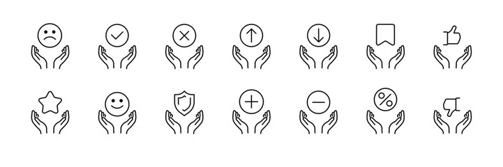 Icon set featuring symbols for evaluation, direction, and communication design