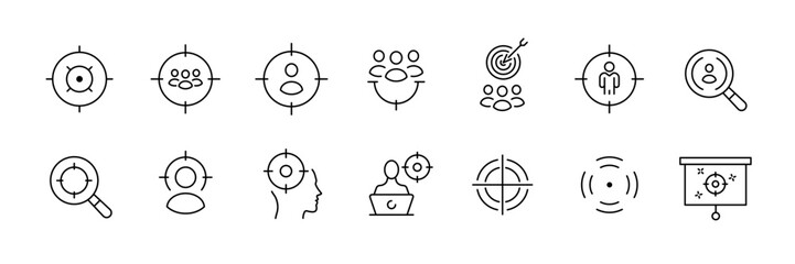 Target and magnifying glass icons for team building and recruitment designs