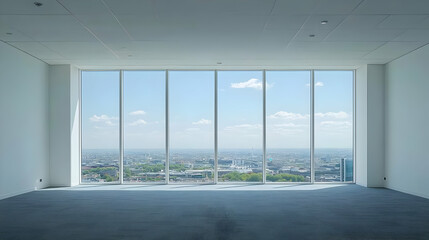 Obraz premium Empty Modern Office Space With Panoramic City View