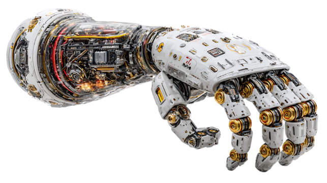 Detailed Robotic Arm with Intricate Internal Mechanisms and Metallic Components