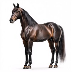 Obraz premium Majestic Black Stallion with Elegant Posture in Equestrian Sport and Southern Agriculture Horse Portrait