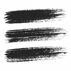 Abstract black brushstrokes with ink splatters on transparent background, expressive artistic texture, modern paint drip, chaotic grunge design element