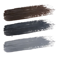 Three abstract brush strokes with paint texture, artistic messy lines, hand-painted effect, contemporary design elements