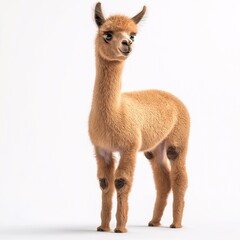 Obraz premium Adorable Fluffy Alpaca. Cute Domesticated Mammal Pet with Curious Expression in Studio Setting - Perfect Animal Photography for Alpaca Farm Enthusiasts and Nature Lovers