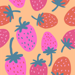 Cute strawberry fruits pattern background vector design