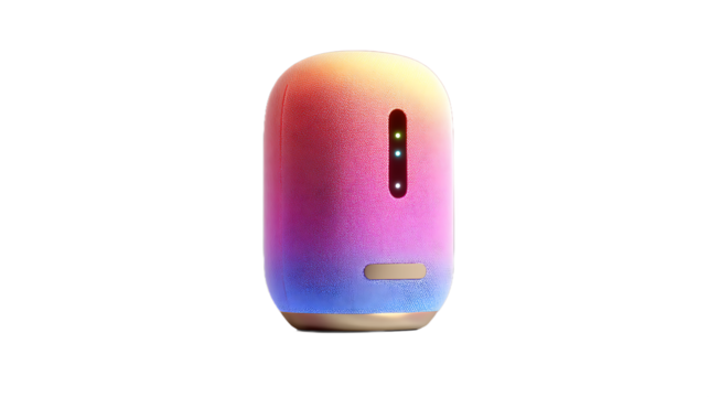 Gradient Colored Device with Indicator Lights and Metallic Base