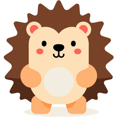 Fototapeta premium Cartoon Hedgehog with Brown Spikes and Peach Accents