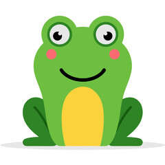 Obraz premium Cartoon Green Frog with Pink Cheeks and Yellow Belly