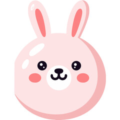 Obraz premium Cute Pink Cartoon Rabbit Face with Big Eyes and Rosy Cheeks