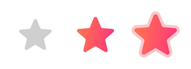Interactive Star Rating States – Gradient UI Icons for Hover, Select, and Inactive Feedback in Web, Mobile, and App Interfaces

