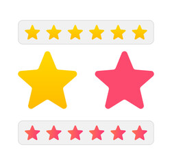 Mixed Style Star Icons – Yellow and Gradient Pink UI Ratings with Large Highlighted Stars and Horizontal 5-Star Review Bars for App, Web, and Feedback Systems