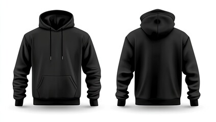 Black hoodie mockup, front and back views (3)