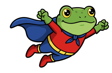 Obraz premium Cute frog dressed as a superhero. Vector sticker design